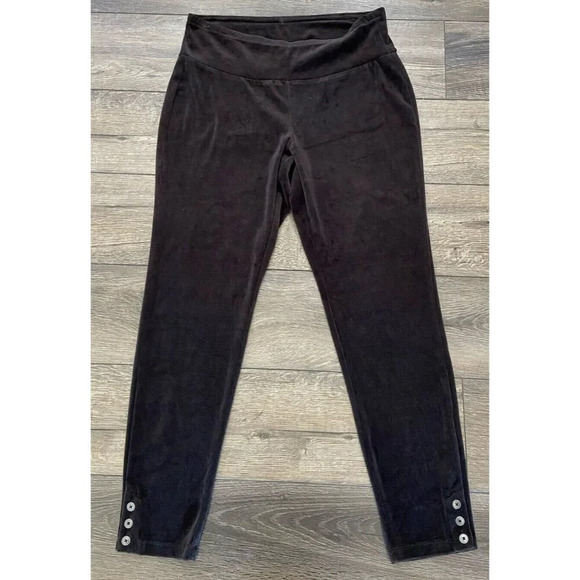 NWT Talbots Plus Stretch Velvet Pants Button Ankle Black Size 1X New - Picture 1 of 4